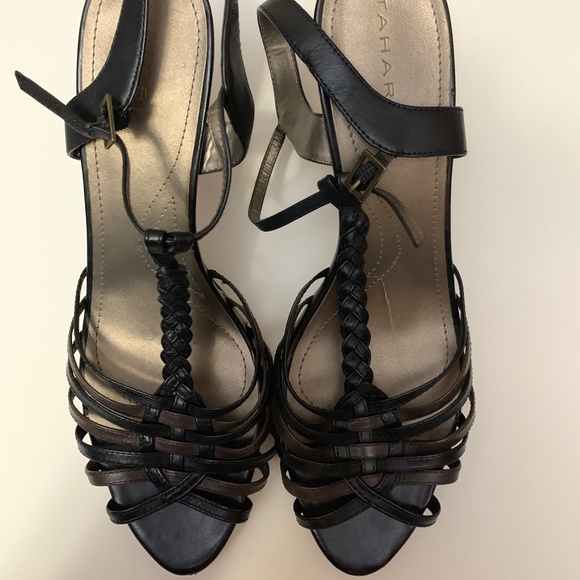 Tahari Black and Brown Heeled Sandals size 11 - Picture 4 of 5